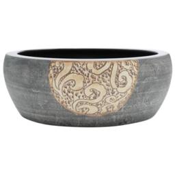 Berkfield Home Countertop Basin Black & Brown Round Œ¶41x14 cm Ceramic - Size: 41x14 cm