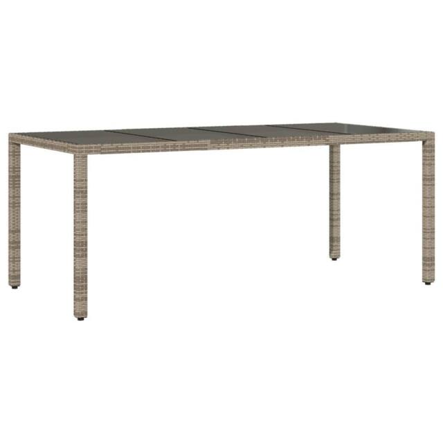 Berkfield Home Garden Table with Glass Top Grey 190x90x75 cm Poly Rattan - Size: 190 x 90 x 75 cm - image 1