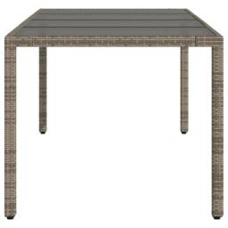 Berkfield Home Garden Table with Glass Top Grey 190x90x75 cm Poly Rattan - Size: 190 x 90 x 75 cm - thumbnail 5