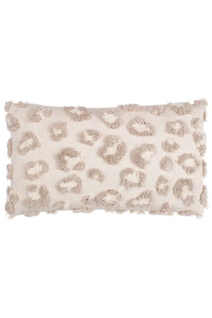 Furn Maeve Tonal Leopard Print Tufted Cotton Cushion in Natural - Size: 30 cm x 50 cm - image 1