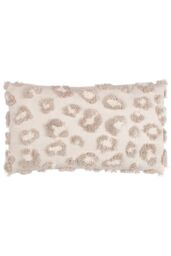 Furn Maeve Tonal Leopard Print Tufted Cotton Cushion in Natural - Size: 30 cm x 50 cm - thumbnail 1