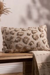Furn Maeve Tonal Leopard Print Tufted Cotton Cushion in Natural - Size: 30 cm x 50 cm - thumbnail 5