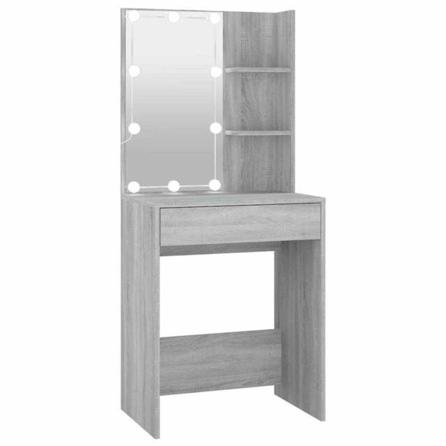 Berkfield Home Dressing Table with LED Grey Sonoma 60x40x140 cm - Size: 60 x 40 x 140 cm - image 1