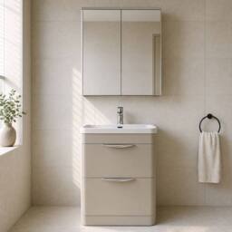 Balterley Aldershawe, Thin Edge Ceramic Basin, 600mm, Pebble Grey, Freestanding in Grey - thumbnail 6