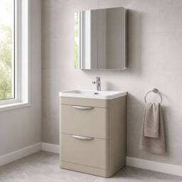 Balterley Aldershawe, Thin Edge Ceramic Basin, 600mm, Pebble Grey, Freestanding in Grey - thumbnail 4