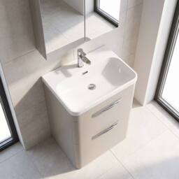 Balterley Aldershawe, Thin Edge Ceramic Basin, 600mm, Pebble Grey, Freestanding in Grey - thumbnail 3