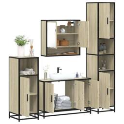 Berkfield Home Durable 4¬†Piece Bathroom Furniture Set¬†Sonoma Oak Engineered Wood in Tan - thumbnail 2