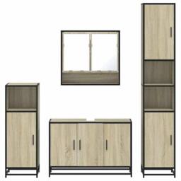Berkfield Home Durable 4¬†Piece Bathroom Furniture Set¬†Sonoma Oak Engineered Wood in Tan - thumbnail 5