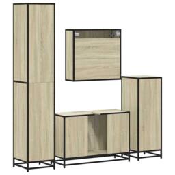 Berkfield Home Durable 4¬†Piece Bathroom Furniture Set¬†Sonoma Oak Engineered Wood in Tan - thumbnail 8