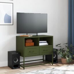 Berkfield Home TV Cabinet Olive Green 68x39x60.5 cm Steel - thumbnail 3