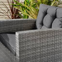 FurnitureboxUK Marbella Textured Grey Rattan Garden Dining Set Grey Cushions 9 Seat Outdoor Sofa, Glass Table Top 145x80cm - Size: 145x80 cm - thumbnail 7