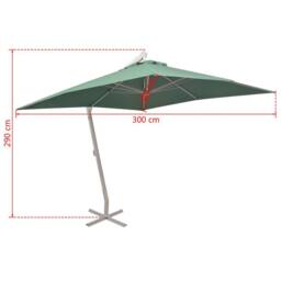 Berkfield Home Hanging Parasol 300x300 cm Green Aluminium Pole - thumbnail 8