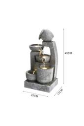 Garden Sanctuary Cascade Feature Outdoor Garden Solar-powered Water Fountain in Grey - thumbnail 6