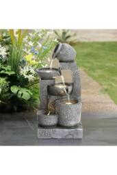 Garden Sanctuary Cascade Feature Outdoor Garden Solar-powered Water Fountain in Grey - thumbnail 1