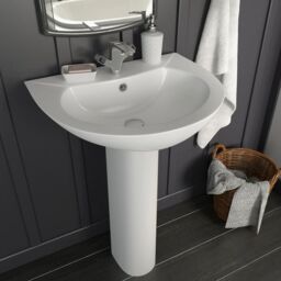 Berkfield Home Freestanding Basin with Pedestal Ceramic White 520x440x190 mm
