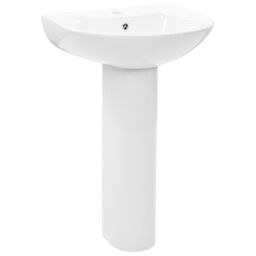 Berkfield Home Freestanding Basin with Pedestal Ceramic White 520x440x190 mm - thumbnail 2