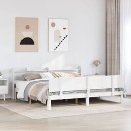 Berkfield Home Beautiful Bed Frame with Headboard without Mattress White 180x200 - Size: Super King - thumbnail 2