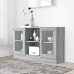 Berkfield Home Vitrine Cabinet Grey Sonoma 120x30.5x70 cm Engineered Wood - thumbnail 1