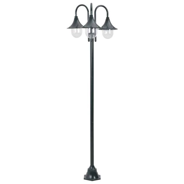 Berkfield Home Garden Post Light E27 220 cm Aluminium 3-Lantern Dark Green - image 1