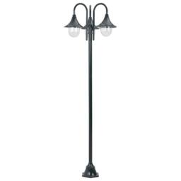 Berkfield Home Garden Post Light E27 220 cm Aluminium 3-Lantern Dark Green - thumbnail 2