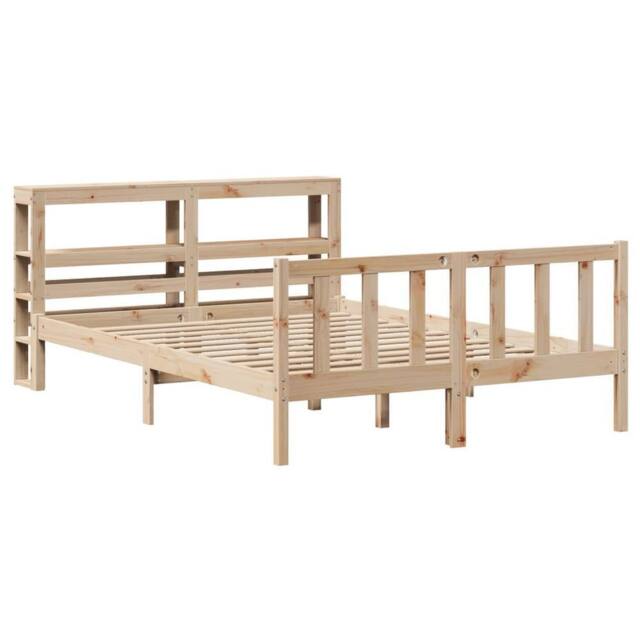 Berkfield Home Beautiful Bed Frame without Mattress 140x200 cm Solid Wood Pine in Natural - image 1