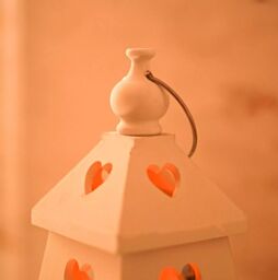 Marco Paul White Wooden Lantern Heart LED Battery Candle Holder Pyramid Home Decoration - thumbnail 6