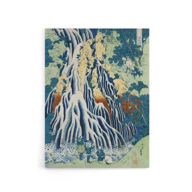 "Artery8 Mist Waterfall At Mount Kurokami Canvas Wall Art Print Hokusai in Green - Size: W24"" x H32""" - image 1