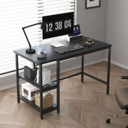 MCC Direct Computer Desk with 2 adjustable shelves 100cm Chicago in Black - thumbnail 2