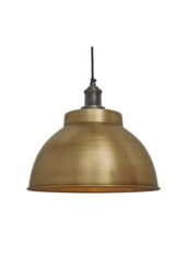 Industville Brooklyn Dome Pendant, 13 Inch, Brass, Pewter Holder in Bronze