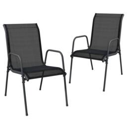 Berkfield Home 3 Piece Garden Dining Set Black Steel - thumbnail 3