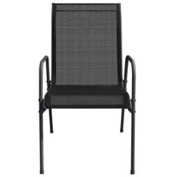 Berkfield Home 3 Piece Garden Dining Set Black Steel - thumbnail 4