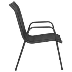 Berkfield Home 3 Piece Garden Dining Set Black Steel - thumbnail 6