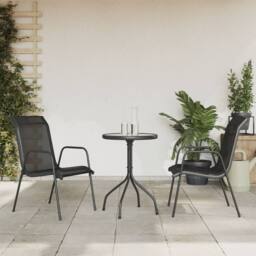 Berkfield Home 3 Piece Garden Dining Set Black Steel - thumbnail 1