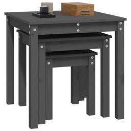 Berkfield Home Nesting Tables 3 pcs Grey Solid Wood Pine - thumbnail 5