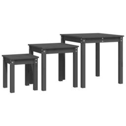 Berkfield Home Nesting Tables 3 pcs Grey Solid Wood Pine - thumbnail 2