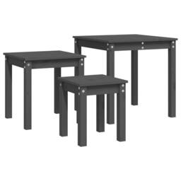 Berkfield Home Nesting Tables 3 pcs Grey Solid Wood Pine - thumbnail 6