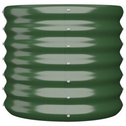 Berkfield Home Garden Planter Powder-coated Steel 40x40x36 cm Green - Size: 40 x 40 x 36 cm - thumbnail 3