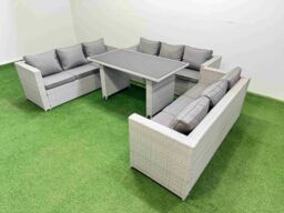 Fimous Patio Outdoor Garden Furniture Sets with 2 Side Tables Light Grey - thumbnail 2