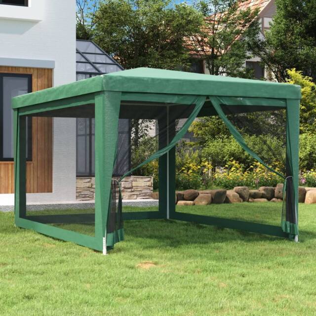 Berkfield Home Party Tent with 4 Mesh Sidewalls Green 3x4 m HDPE - image 1