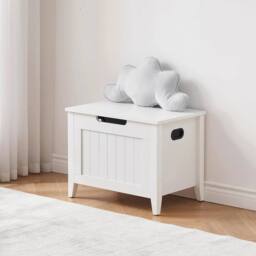 VOGREX White Wood Storage Chest Toy Shoe Bench 2 Safety Hinges Bedroom - thumbnail 2