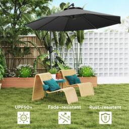 OUTSUNNY 3(m) Cantilever Banana Parasol with Cover Wind Strap UPF50+Grey in Grey - thumbnail 5