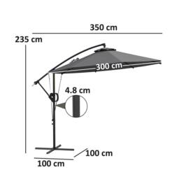OUTSUNNY 3(m) Cantilever Banana Parasol with Cover Wind Strap UPF50+Grey in Grey - thumbnail 3