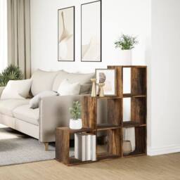 Berkfield Home Room Divider Bookcase¬†3-Tier¬†Smoked Oak 99x29x99 cm Engineered Wood in Brown - Size: 99 x 29 x 99 cm - thumbnail 4