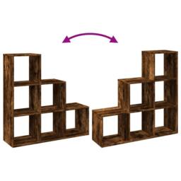 Berkfield Home Room Divider Bookcase¬†3-Tier¬†Smoked Oak 99x29x99 cm Engineered Wood in Brown - Size: 99 x 29 x 99 cm - thumbnail 8