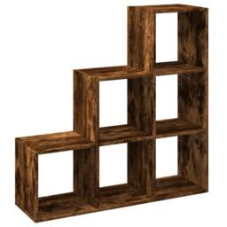 Berkfield Home Room Divider Bookcase¬†3-Tier¬†Smoked Oak 99x29x99 cm Engineered Wood in Brown - Size: 99 x 29 x 99 cm - thumbnail 7