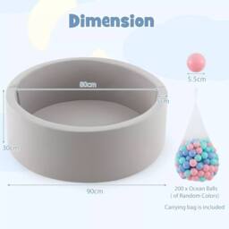 Costway Toddlers Foam Ball Pit 90x30cm Soft Round Ball Pool Baby Playpen - Size: 90x30 cm - thumbnail 2