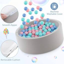 Costway Toddlers Foam Ball Pit 90x30cm Soft Round Ball Pool Baby Playpen - Size: 90x30 cm - thumbnail 6