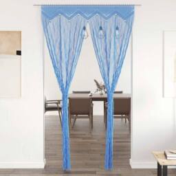 Berkfield Home Macrame Curtain Blue 140x240 cm Cotton - thumbnail 2