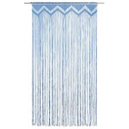 Berkfield Home Macrame Curtain Blue 140x240 cm Cotton - thumbnail 1