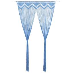 Berkfield Home Macrame Curtain Blue 140x240 cm Cotton - thumbnail 3